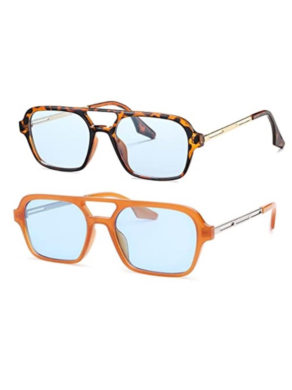 Vintage 70s Flat Aviator Sunglasses for Women Men, Retro Square Glasses